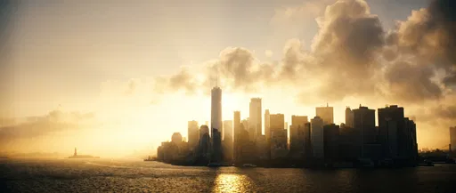 Golden Sunrise Over Lower Manhattan Skyline