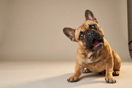 Surprised Fawn French Bulldog in Studio