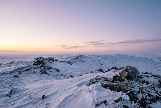 Snowy Tundra Ridge at Polar Twilight