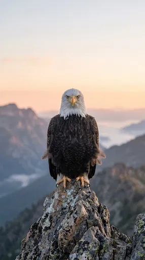 Bald Eagle Perched on Mountain Peak