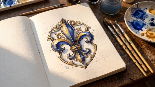Watercolor Fleur-De-Lis Crest in Artist Sketchbook