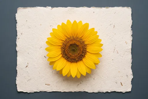 Sunflower Blossom on Handmade Cream Paper