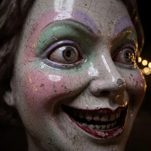 Cracked Vintage Porcelain Doll Scary Face