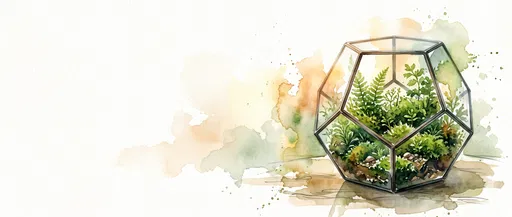 Watercolor Geometric Pentagon Glass Terrarium Banner