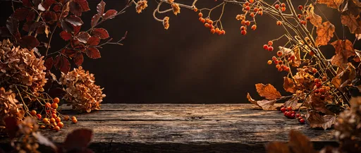 Rustic Autumn Wooden Tabletop Frame Background