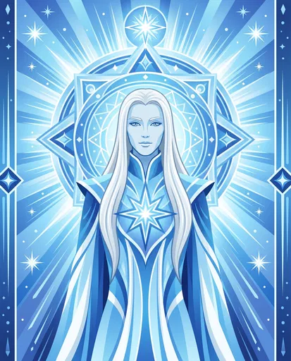 Symmetrical Blue Alien Ambassador Illustration