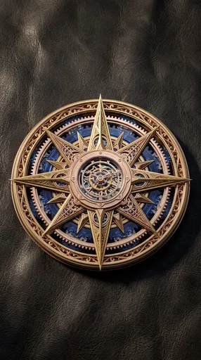 Clockwork Brass Compass Rose on Leather