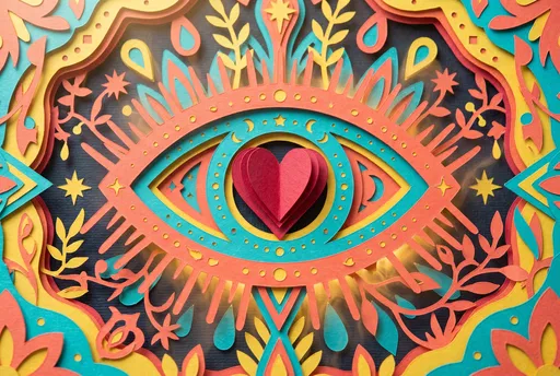 Layered Paper Cut Eye With Heart