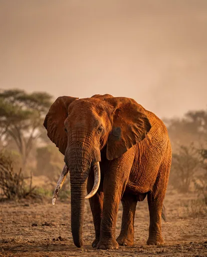 Red Dust Covered African Elephant