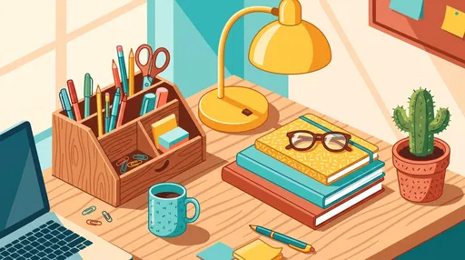 Cheerful Home Office Desk Illustration