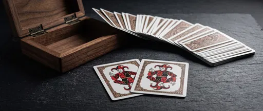 Wooden Box and Joker Playing Cards
