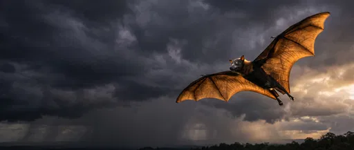 Flying Fox Against Stormy Sky