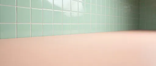 Pastel Mint Tile and Peach Countertop