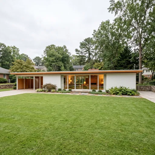 Mid-Century Modern White Brick Home