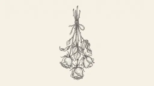 Botanical Illustration of Hanging Dried Roses