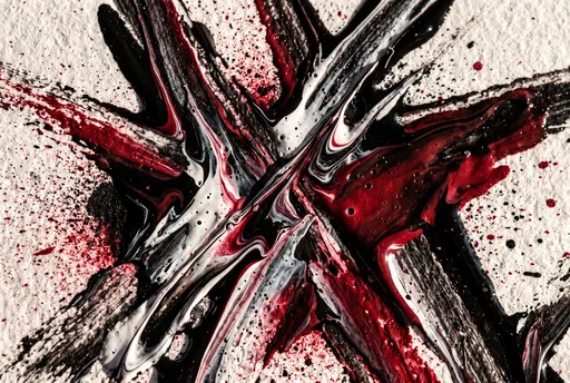 Macro Red Black White Paint Strokes