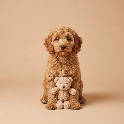 Caramel Cockapoo Puppy With Teddy Bear