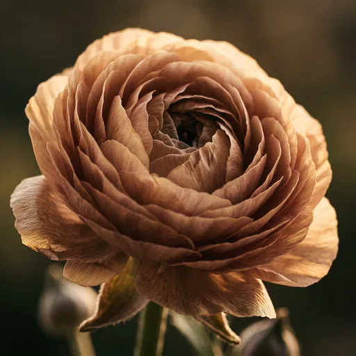 Close-Up of Amber Ranunculus Bloom