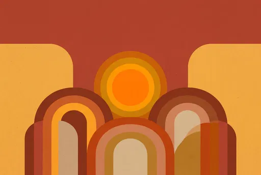 Retro Geometric Sun and Arches Background