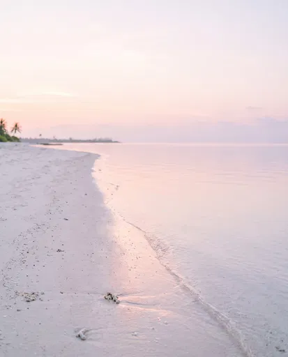 Pastel Sunrise Over Calm Tropical Beach
