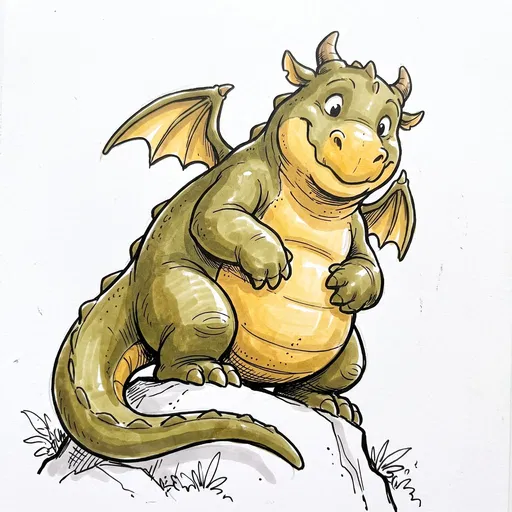 Friendly Stout Green Dragon Illustration