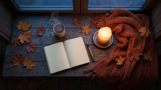 Cozy Autumn Window Seat With Blank Journal