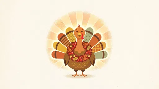 Cheerful Cartoon Turkey With Autumn Wreath