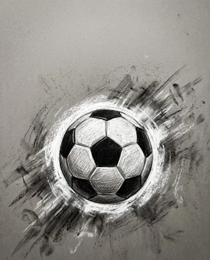 Charcoal and Chalk Soccer Ball Sketch
