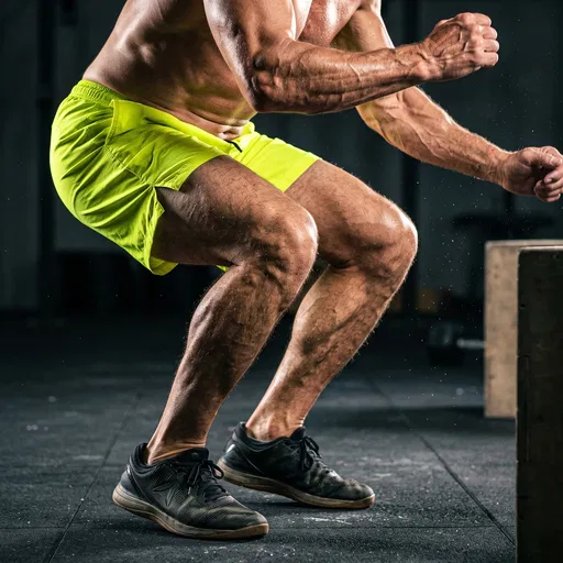 Muscular Man Preparing for Box Jump
