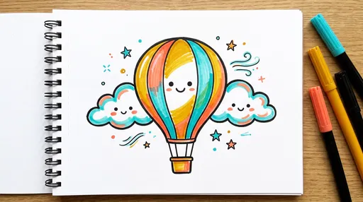 Cute Hot Air Balloon Marker Sketch