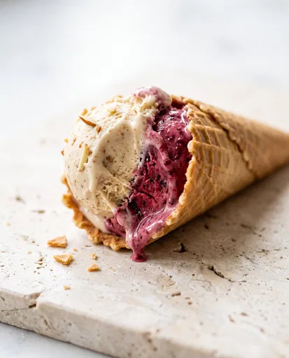 Melting Almond and Berry Gelato Cone
