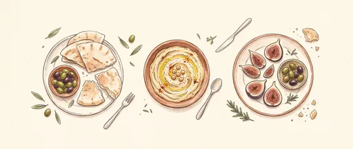 Mediterranean Lunch Spread Illustration