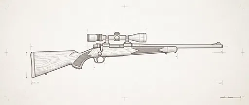 Technical Line Drawing of Hunting Rifle