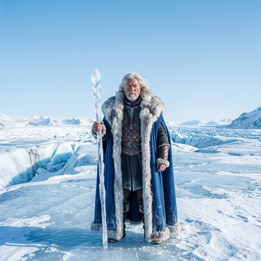 Nordic Ice Wizard on Frozen Glacier