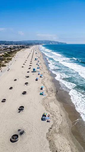 Aerial View of California Beach Fire Pits