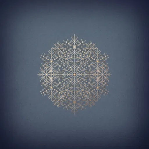 Gold Geometric Snowflake on Slate Background
