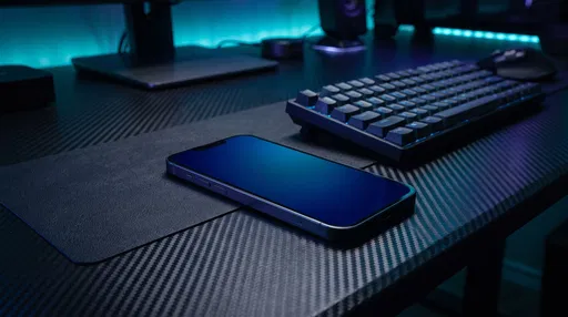 Smartphone on Illuminated Carbon Fiber Desk