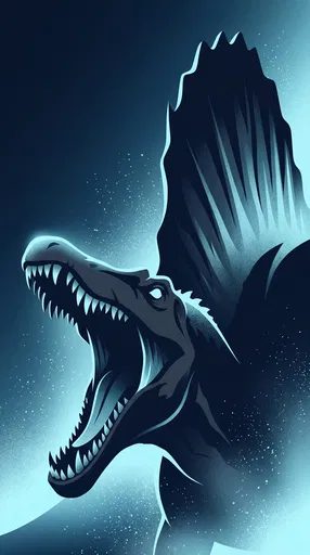 Roaring Spinosaurus Blue Graphic Illustration