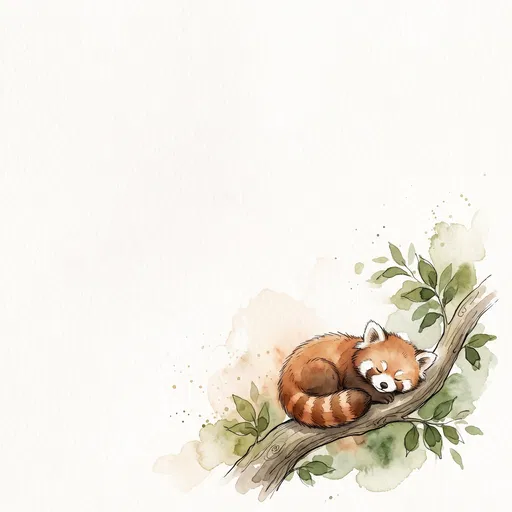 Watercolor Sleeping Red Panda Illustration
