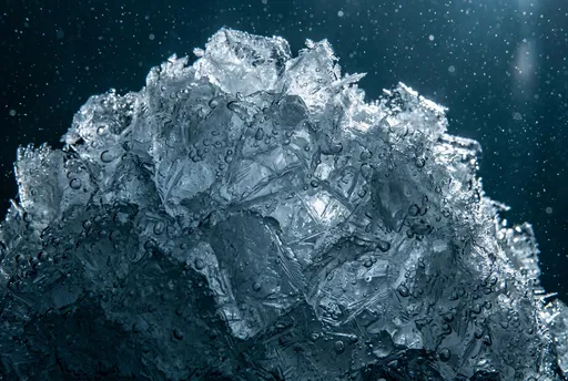 Submerged Ice Crystals Macro View