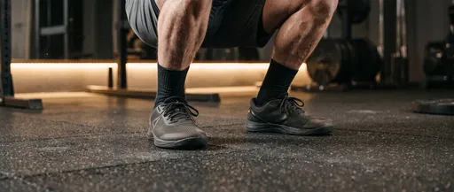 Low Angle Close-Up of Squatting Legs