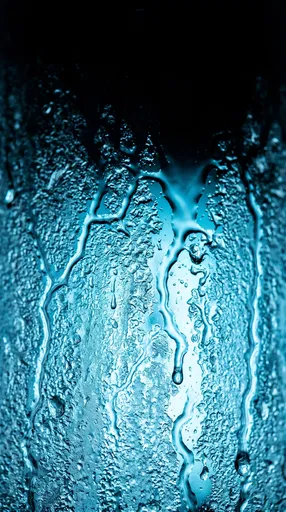 Melting Blue Frost on Glass Macro