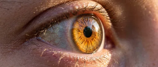 Macro Close-Up of Sunlight Illuminated Amber Eye