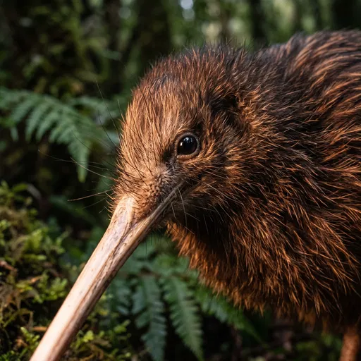 Macro Portrait of Brown Kiwi Bird