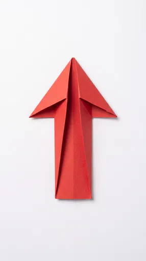 Red Origami Paper Arrow Pointing Up