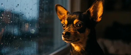 Chihuahua Looking Out Rainy Window