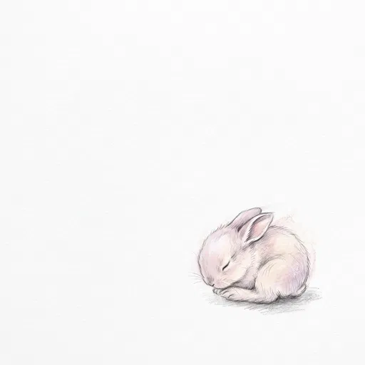 Sleeping Baby Bunny Pastel Drawing