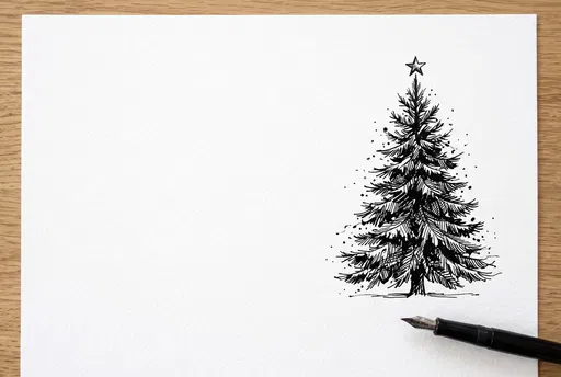 Fountain Pen Christmas Tree Sketch