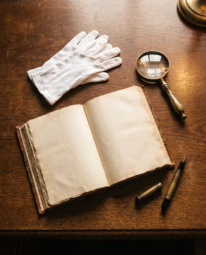Vintage Archival Research Tools on Desk