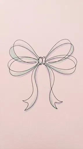 Minimalist Line Drawing of Pastel Bow